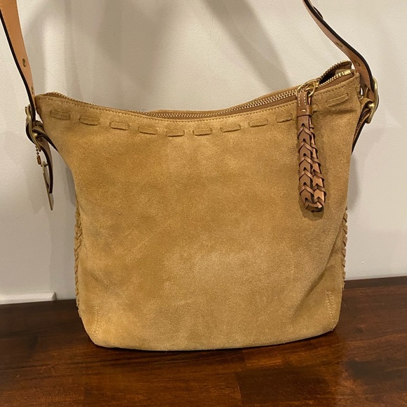 Coach Tan Suede Shoulder Bag with Pouch - Picture 14 of 14